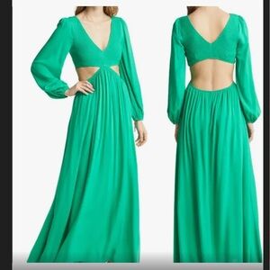 Vici Collection x Nordstrom Smocked Cutout Long Sleeve Maxi Dress